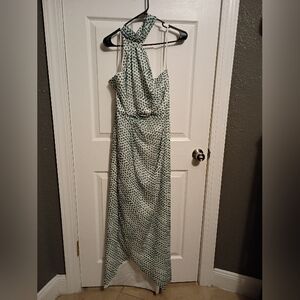 Chic Asymmetrical Green Halter Dress